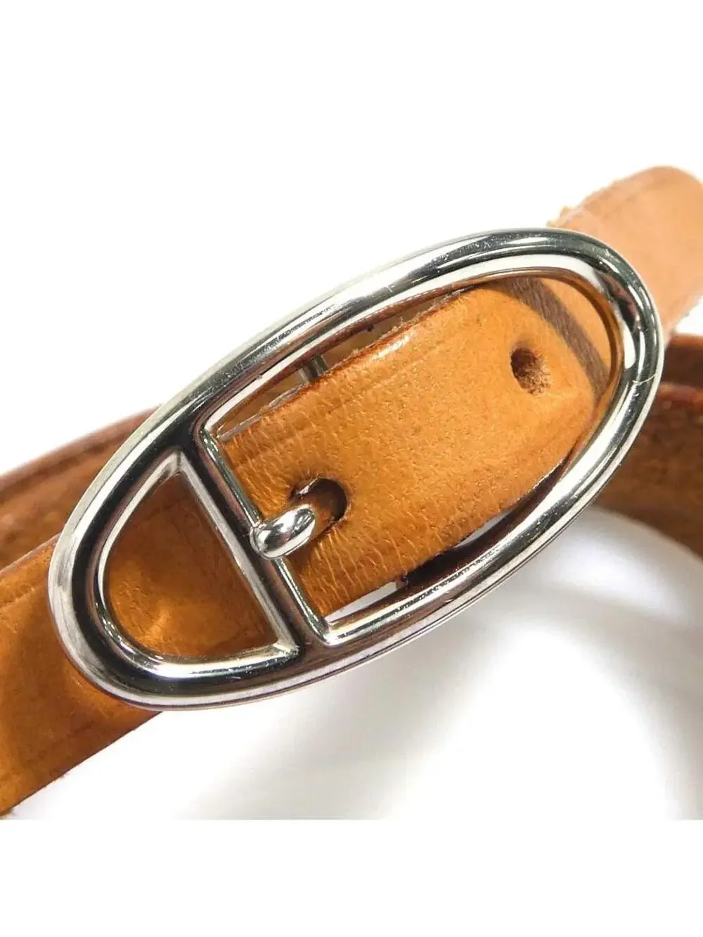Auth Hermes Bracelet Brown/Silver #293896H10B